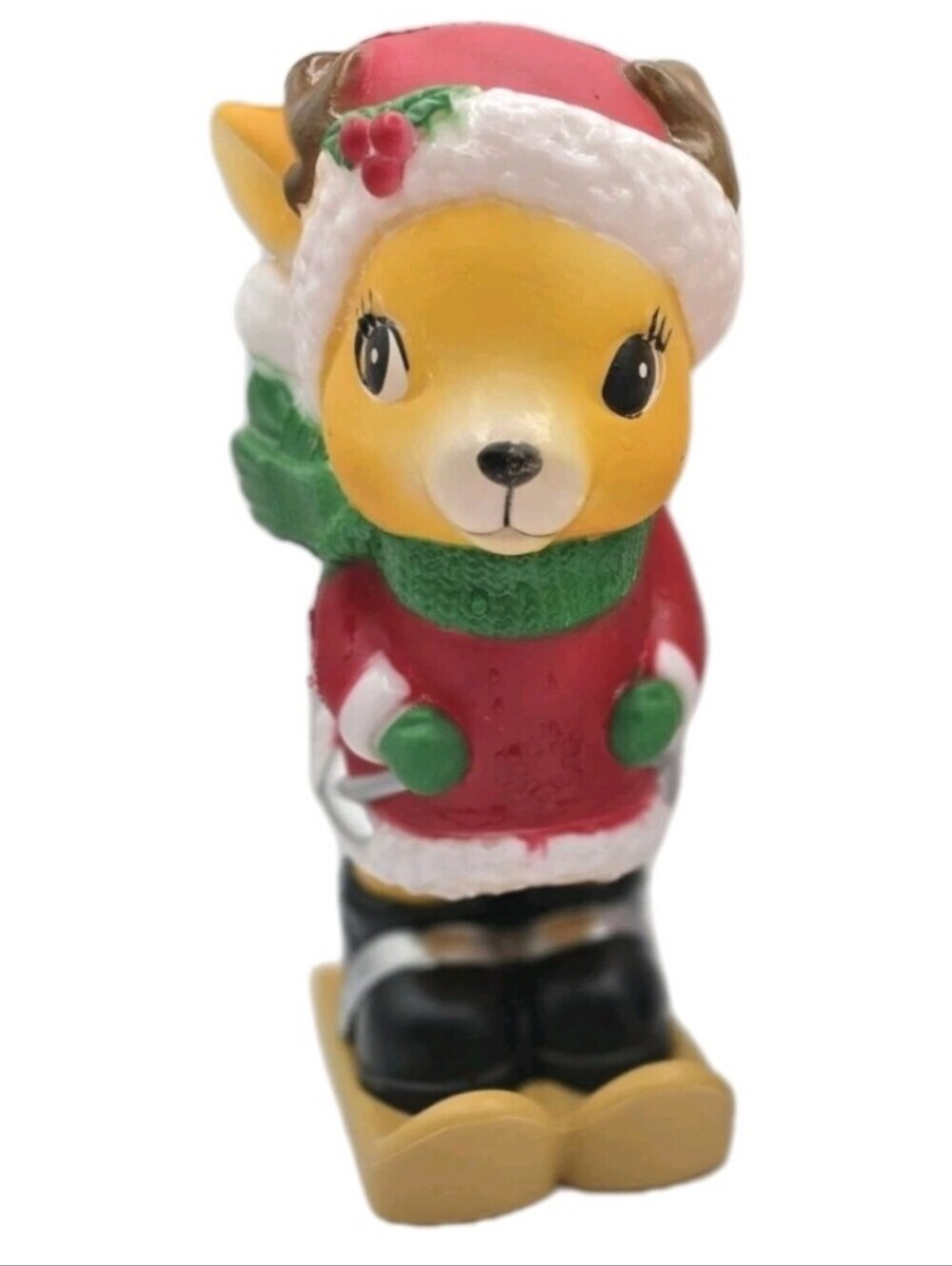 Reindeer Skiing 11" Blow Mold  Led Lighted Holiday Time Tested Christmas Decor